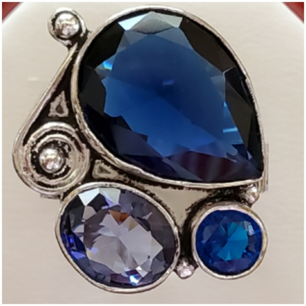 Genuine Blue Sapphire Ring Size 9.5 - Picture 1 of 7
